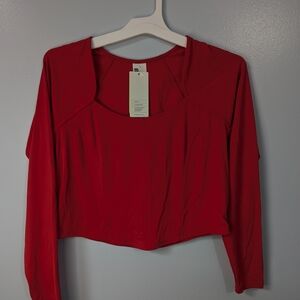 All in Motion Red Cropped Long Sleeve Women's Top
